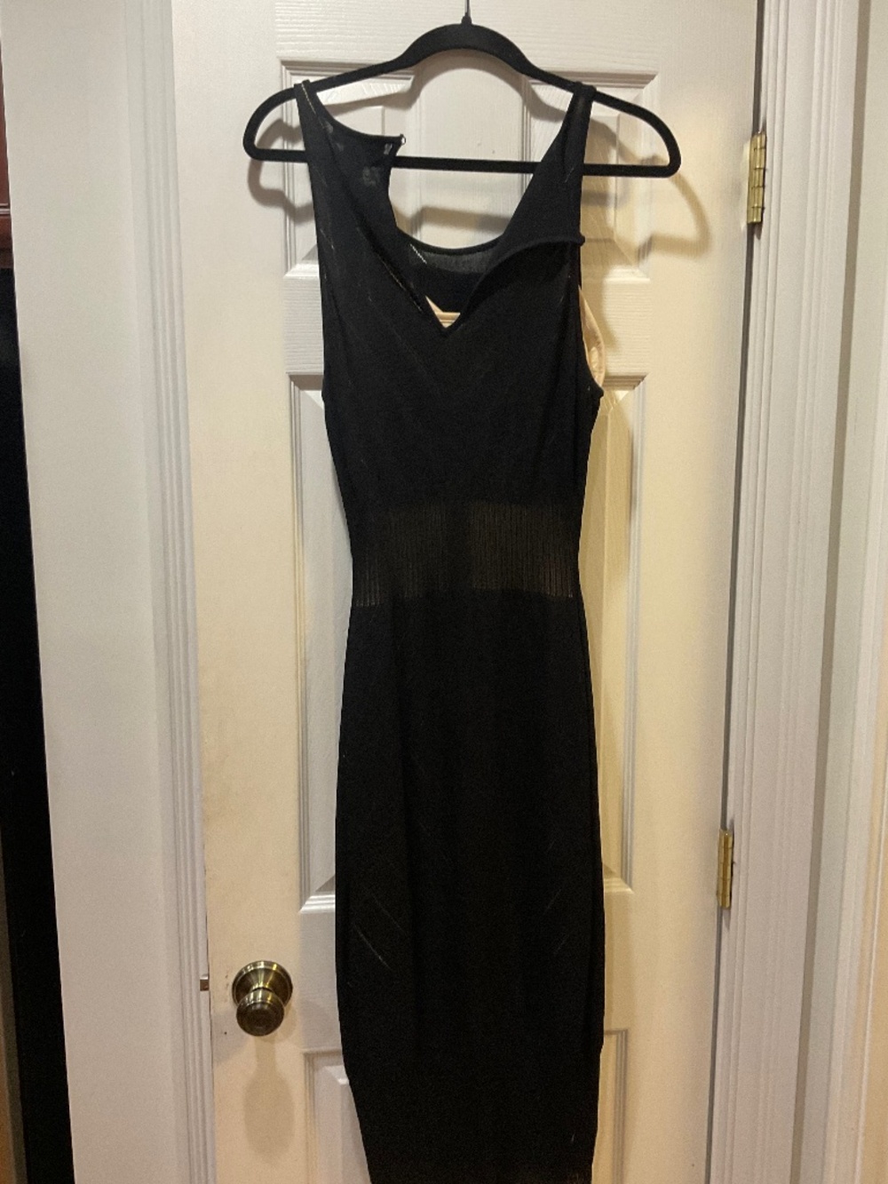 Arden B Black Knit Dress Large Sleeveless Scoop Neck Pointelle Fit Flare Midi